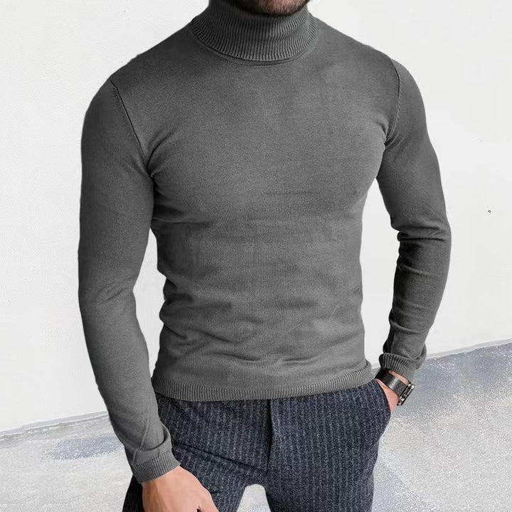 Men's Slim-Fit Turtleneck Sweater made of fine knit with ribbed stand collar and elastic waistband Mune Fashion