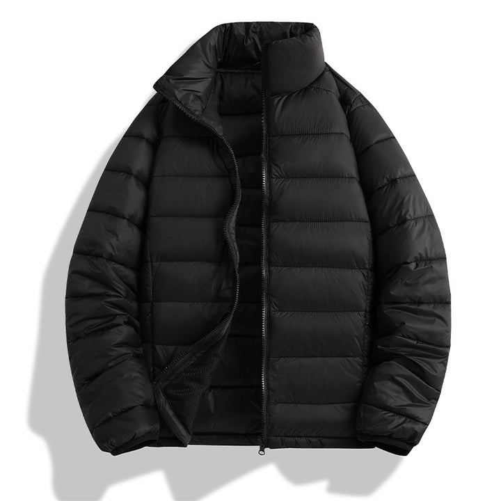Men's lightweight ultra-warm packable quilted jacket with horizontal quilting, high stand-up collar, and two-way zipper Mune Fashion