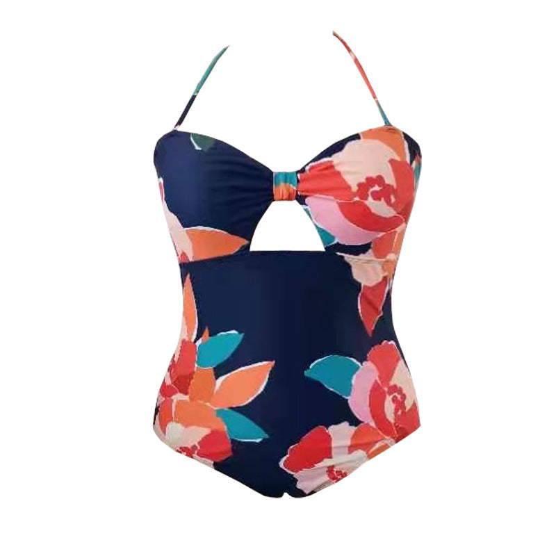 Women One-Piece Swimsuit with Floral Cut-Out Design Mune Fashion