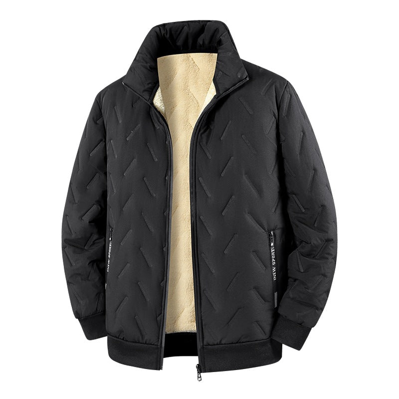 Men's Padded Jacket with Teddy Lining, Stand-up Collar & Zipper Mune Fashion