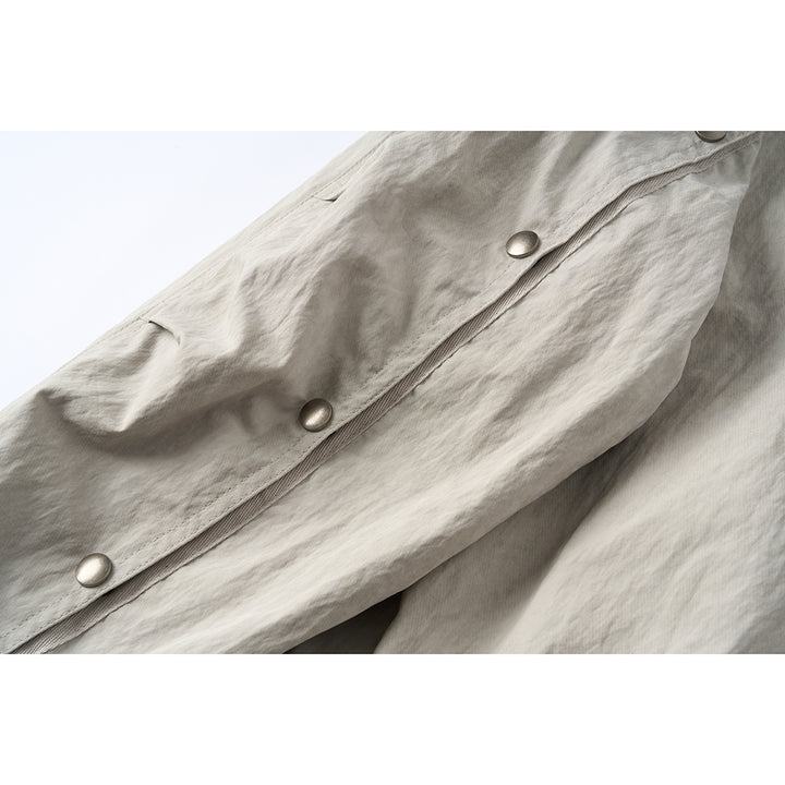Unisex Short Jacket in minimalist Workwear look with high stand-up collar and snap button closure Mune Fashion