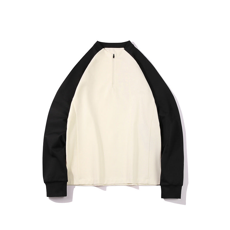 Herren Halbzip-Sweatshirt mit Raglanärmeln, Stehkragen und Kontrastärmeln Mune Fashion
