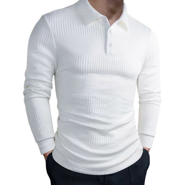 Men's tailored waffle knit polo shirt with classic polo collar Mune Fashion