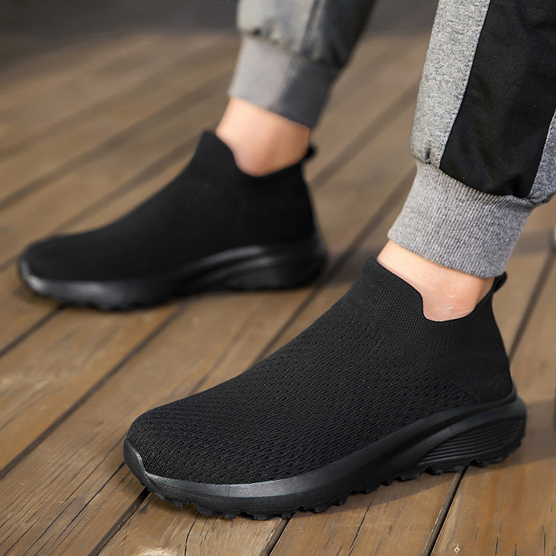 Unisex nan elastic knit slip-on shoe with contoured viscoelastic insole and slip-resistant shock-absorbing outsole Mune Fashion