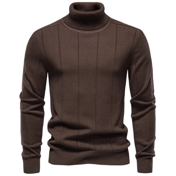 Men's turtleneck sweater made of high-quality fine-knit with vertical texture seam Mune Fashion