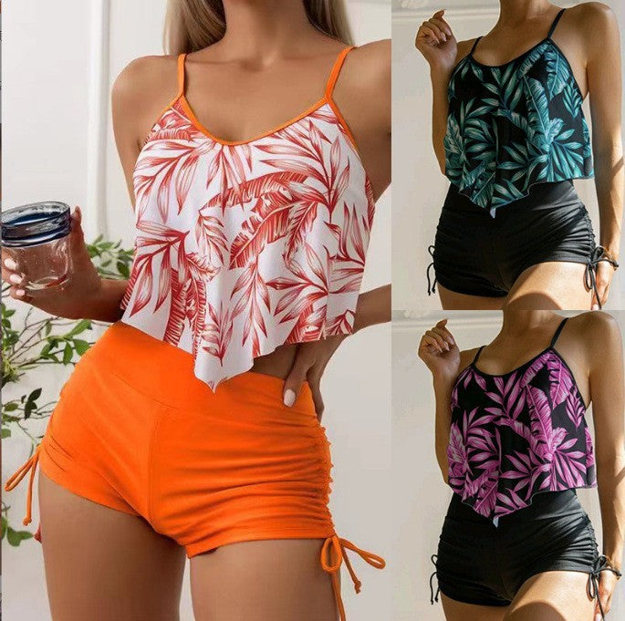 Women's tankini set with floral top and high-waisted shorts Mune Fashion