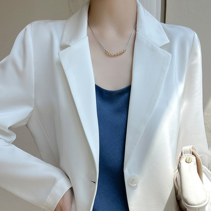 Women Slightly Tailored Long Blazer with Button Closure and Flap Pockets Mune Fashion