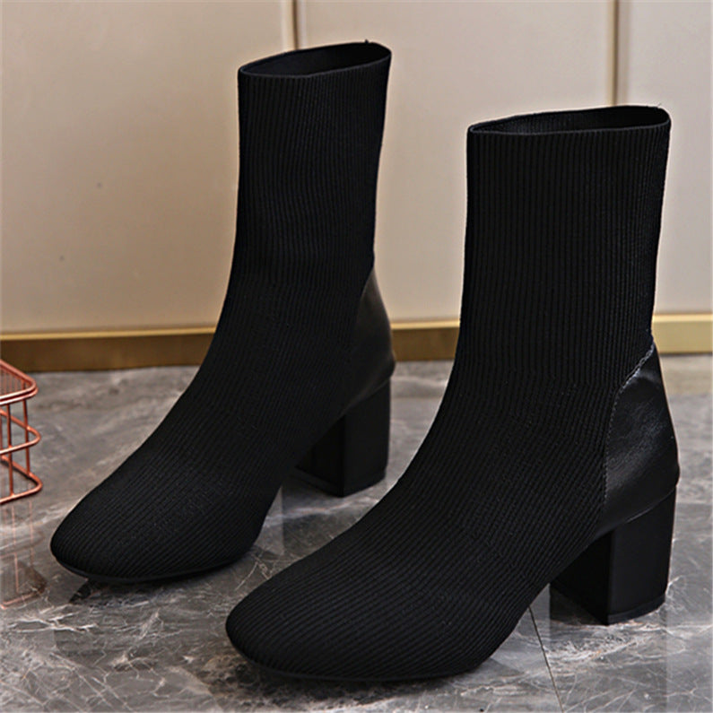 Women's Fashion Ankle Boots Knitted Mune Fashion