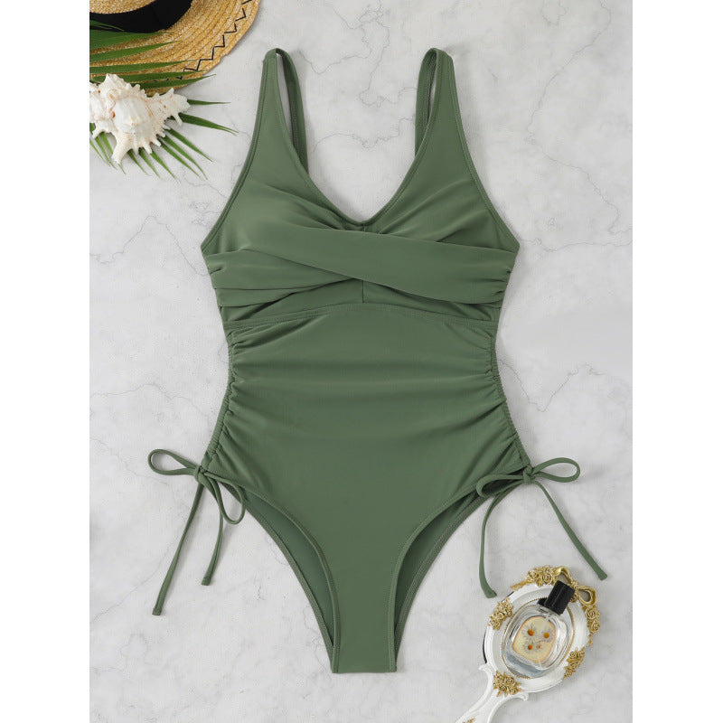 Women Elegant Wrap Swimsuit with Side Ties Mune Fashion