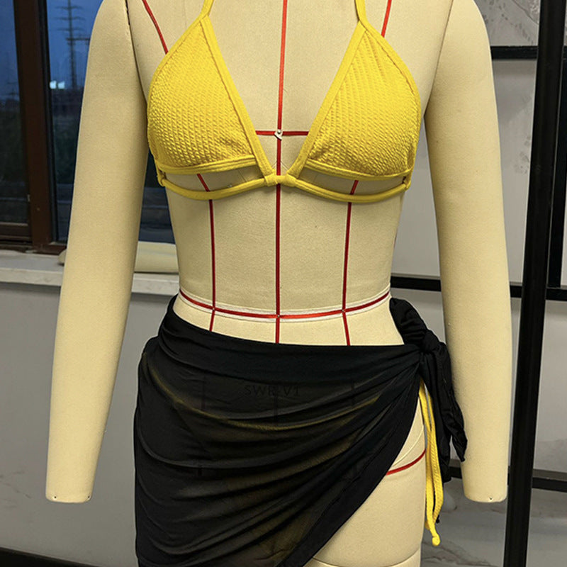 Women's triangle bikini with stylish wrap skirt Mune Fashion