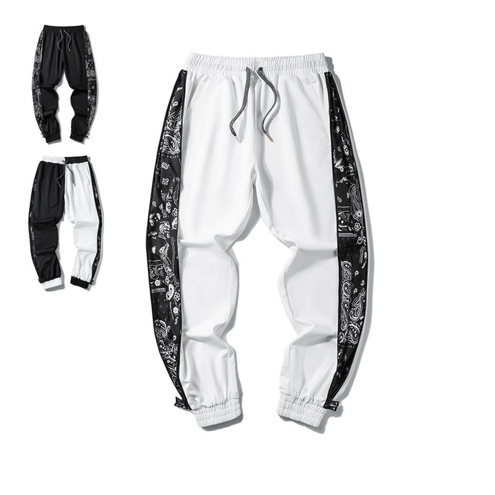 Men's loose-fitting jogging pants with bandana side inserts and elastic hem Mune Fashion