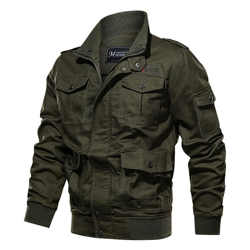 Men's robust cotton canvas field blazer with flap pockets, shoulder epaulettes, and ribbed cuffs Mune Fashion