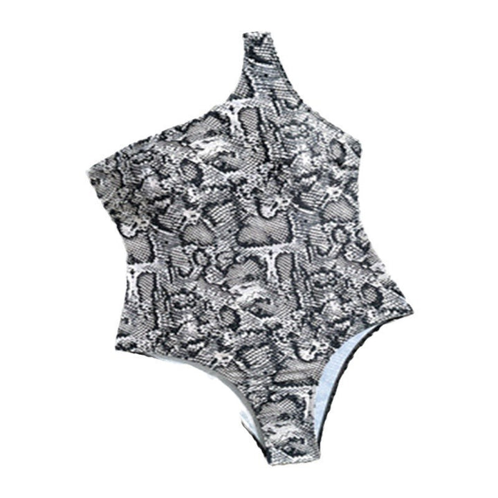 Women's One-Sided Swimsuit with Sophisticated Snake Pattern Mune Fashion