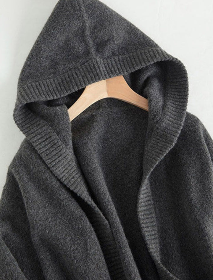 Women's Oversize Hooded Cardigan in Cashmere-Look with Open Fall and Wide Rib Mune Fashion