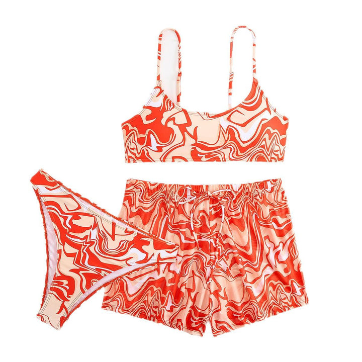 Ladies Bikini Set with stylish wave pattern and comfortable shorts Mune Fashion