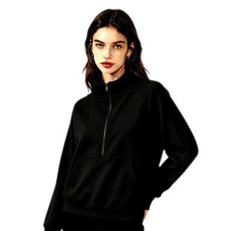 Women's sporty hooded sweatshirt with stand-up collar Mune Fashion