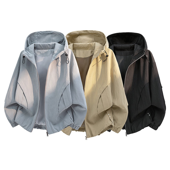 Unisex windproof oversized hooded jacket made of microfiber with elastic hem Mune Fashion
