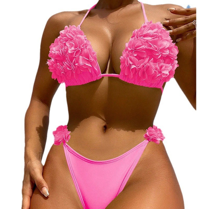 Women's Triangle Bikini with Floral Ruffle Design Mune Fashion