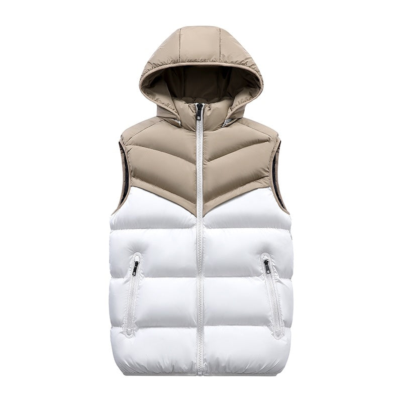 Men's Padded Hooded Vest with Thermal Insulation, Stand-Up Collar & Zipper Pockets Mune Fashion
