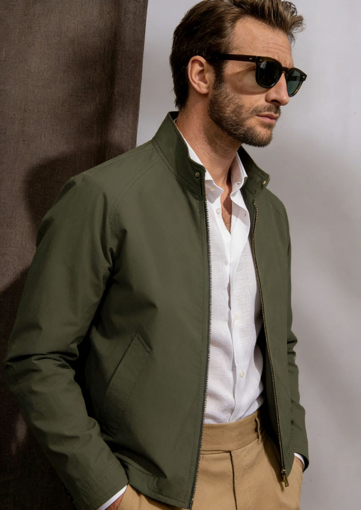 Men's short jacket in blouson style with cord collar and metal zip Mune Fashion