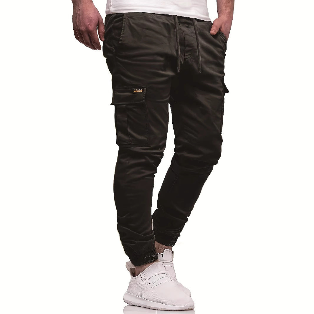 Men's Slim-Tapered Utility Cargo Pants in Jogger Style with Flap and Zipper Pockets Mune Fashion