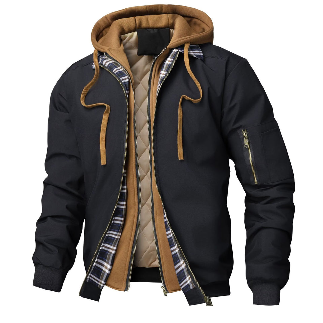 Men's Layered Transition Jacket with Hood, Quilted Inner Placket and Utility Arm Pocket Mune Fashion
