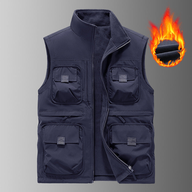 Men's multifunctional thermo outdoor vest with fleece lining and multiple pockets Mune Fashion