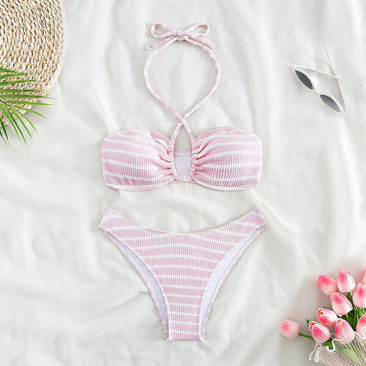 Women's Bandeau Bikini with stylish striped design Mune Fashion