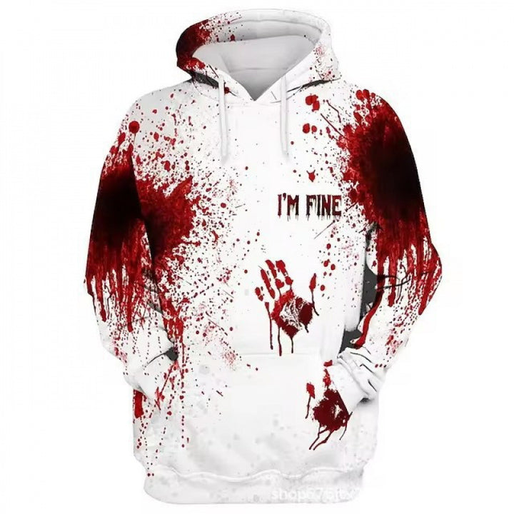 Women's Creative Hoodie with Blood Red Print Mune Fashion