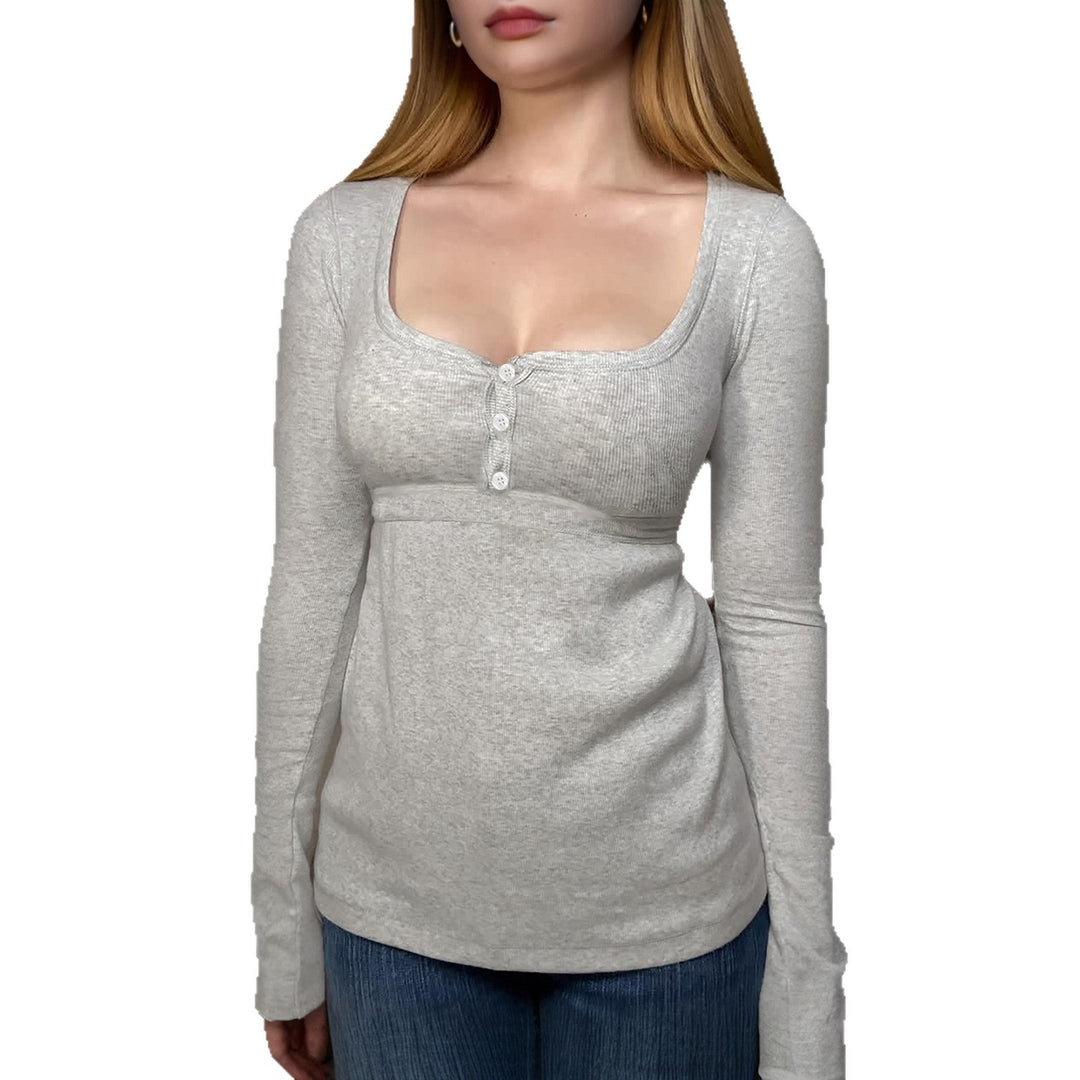 Ladies tailored maternity long sleeve with button placket, underbust seam and elastic jersey Mune Fashion