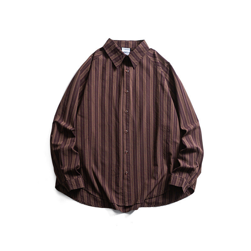 Unisex Oversize-Longline Shirt with vertical stripe pattern and rounded hem Mune Fashion