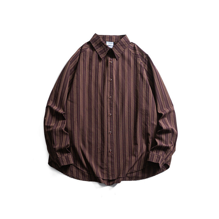 Unisex Oversize-Longline Shirt with vertical stripe pattern and rounded hem Mune Fashion