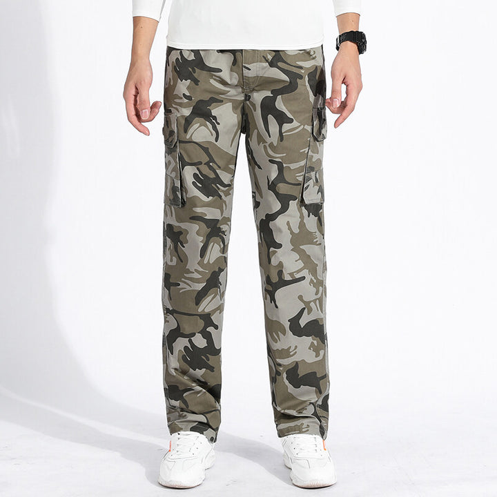 Men's Camouflage Cargo Pants in Army Style with Straight Cut, Multiple Pockets & Durable Seams Mune Fashion
