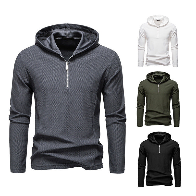 Men's Lightweight Textured Half-Zip Hoodie with Breathable Mesh Mune Fashion