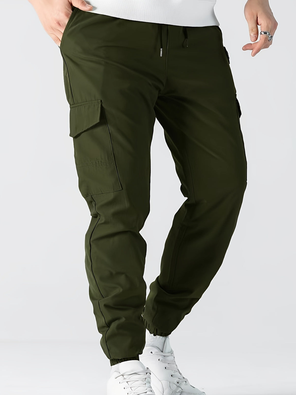 Men's utility cargo jogger pants with drawstring, elastic waistband & flap pockets Mune Fashion