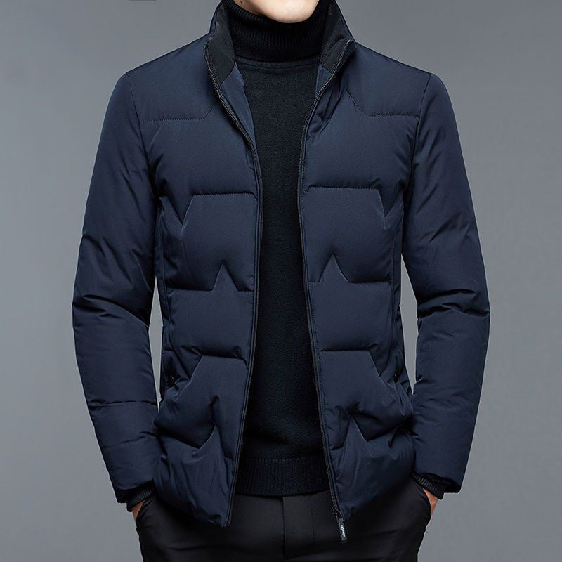 Men's padded stand-up collar jacket with water-repellent surface and zippered pockets Mune Fashion