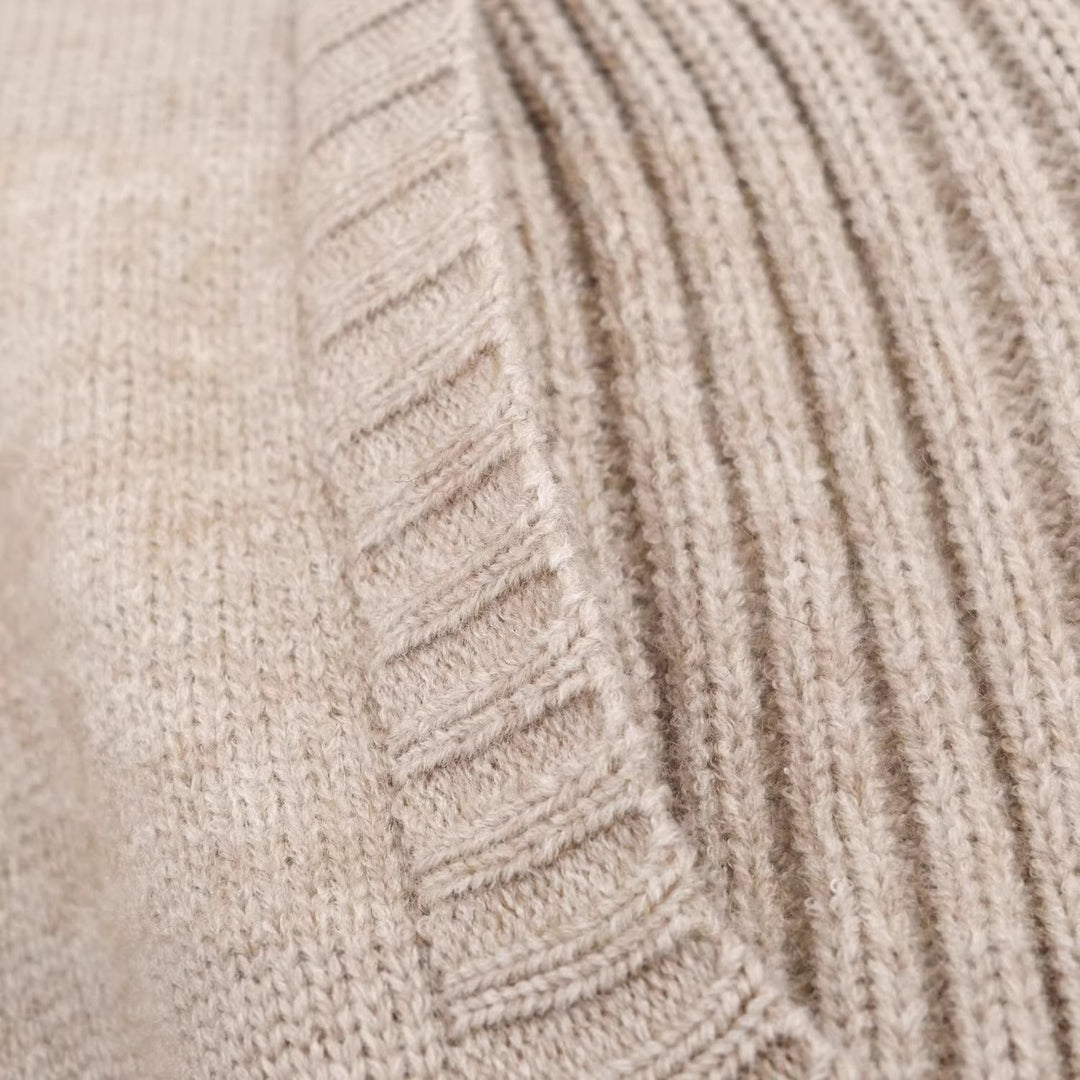 Women's knit cardigan with oversized sail collar and cable knit details Mune Fashion