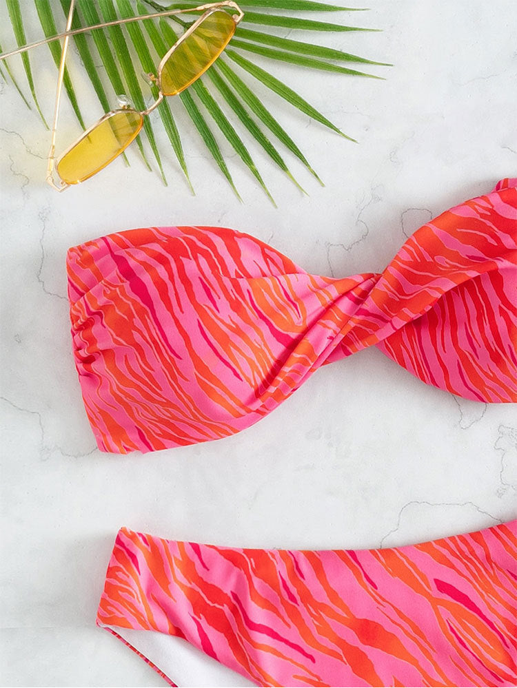 Women Bandeau Bikini Set with sophisticated wave patterns Mune Fashion