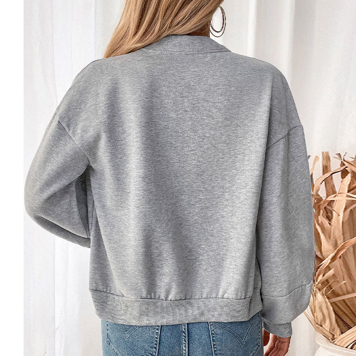 Women's cropped bomber sweatshirt with balloon sleeves and zipper Mune Fashion
