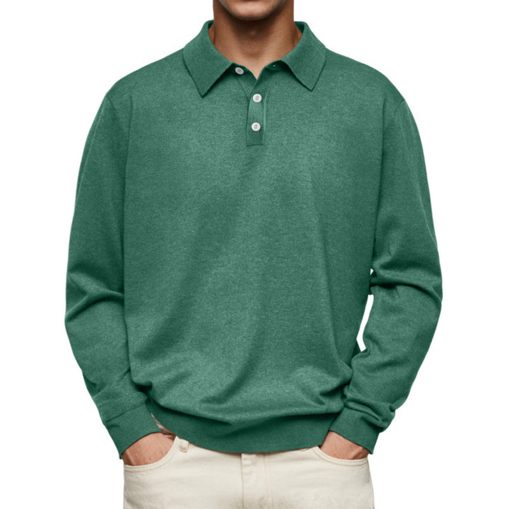 Men's fine knit polo shirt with button placket and ribbed cuffs Mune Fashion