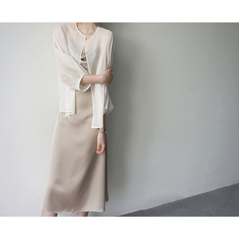 Women's Elegant Chiffon Jacket with Flared Sleeves Mune Fashion