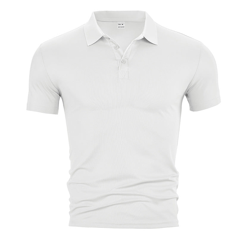 Men's fitted short-sleeve polo shirt made of stretchy jersey with shirt collar and short button placket Mune Fashion