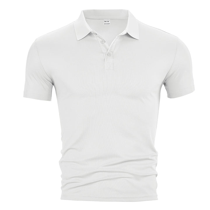 Men's fitted short-sleeve polo shirt made of stretchy jersey with shirt collar and short button placket Mune Fashion