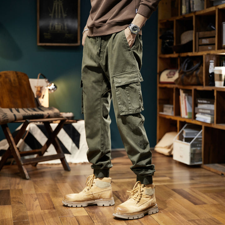 Men's Urban Utility Relaxed-Fit Cargo Jogging Pants with Drawstring and Multiple Pockets Mune Fashion