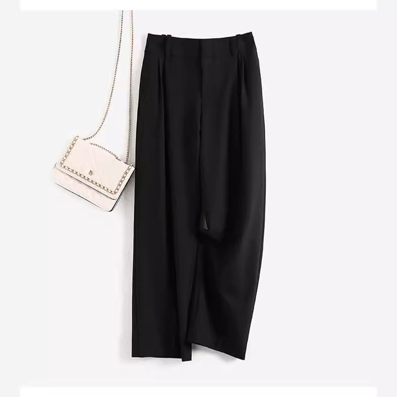 Women Elegant, high-waisted and flowing fabric trousers Mune Fashion