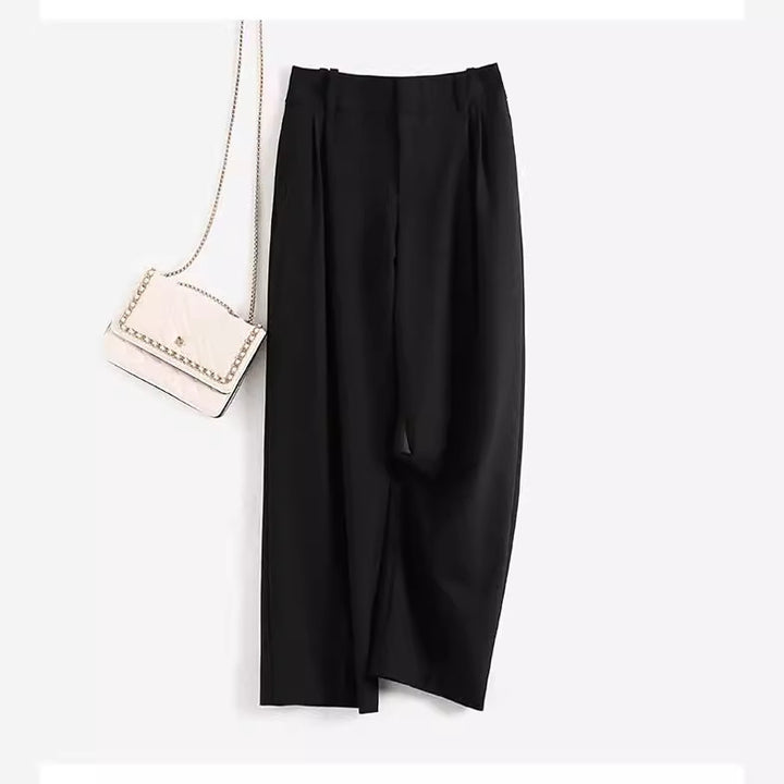 Women Elegant, high-waisted and flowing fabric trousers Mune Fashion