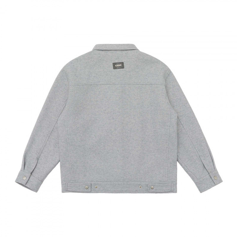 Men's Oversize Shirt Jacket in Boxy Cut made of Wool Blend with Snap Button Placket and Patch Pockets Mune Fashion