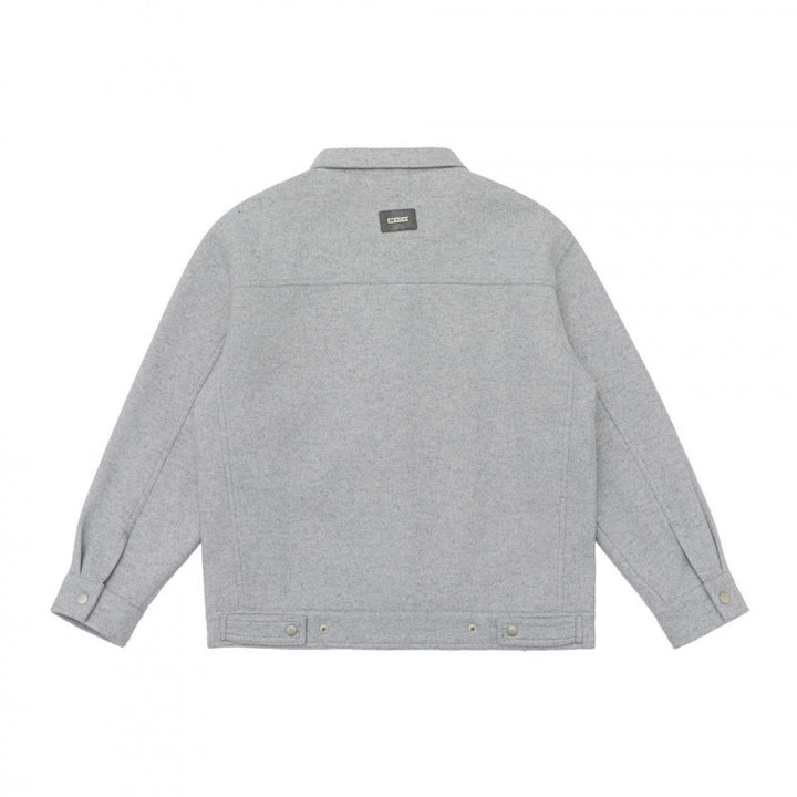 Men's Oversize Shirt Jacket in Boxy Cut made of Wool Blend with Snap Button Placket and Patch Pockets Mune Fashion