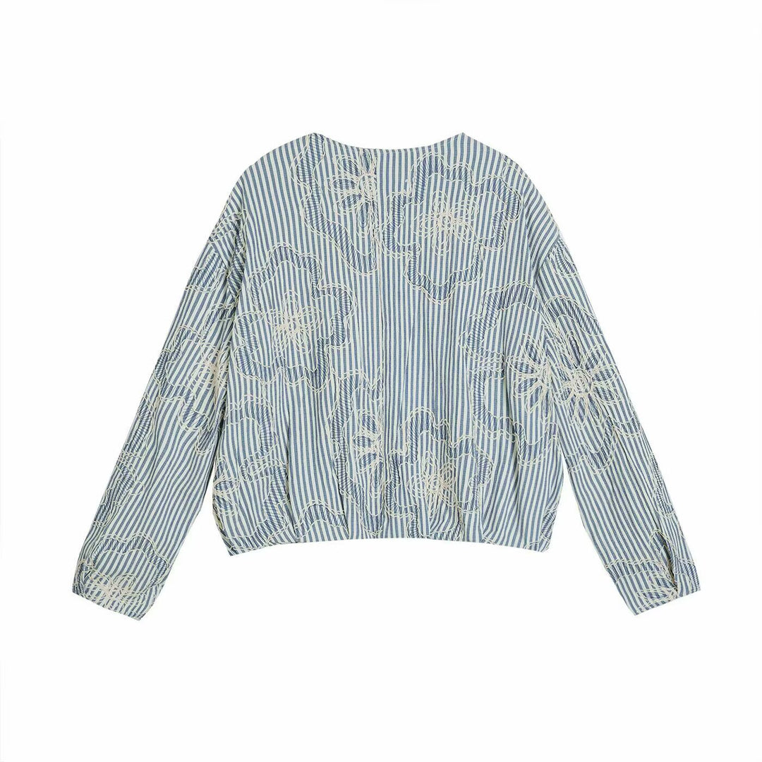 Women's 200+ striped embroidered blouson jacket with full zip Mune Fashion