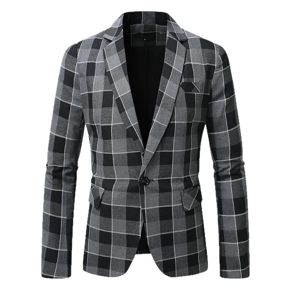 Men's tailored jacket with window check pattern, single-button closure and patch pockets Mune Fashion